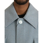 Dolce & Gabbana Light Blue Wool Button Trench Coat Jacket JKT3848-52