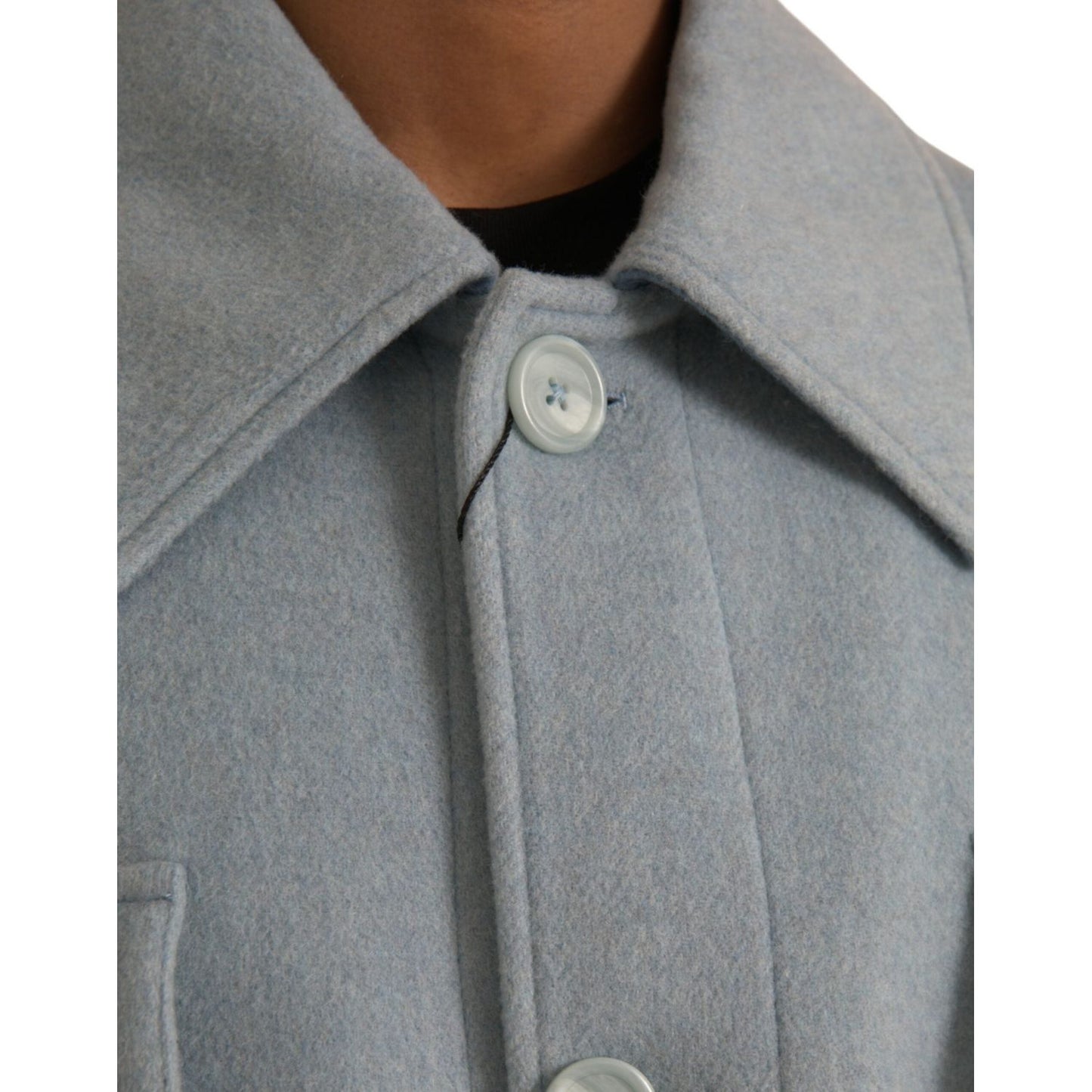 Dolce & Gabbana Light Blue Wool Button Trench Coat Jacket JKT3848-52