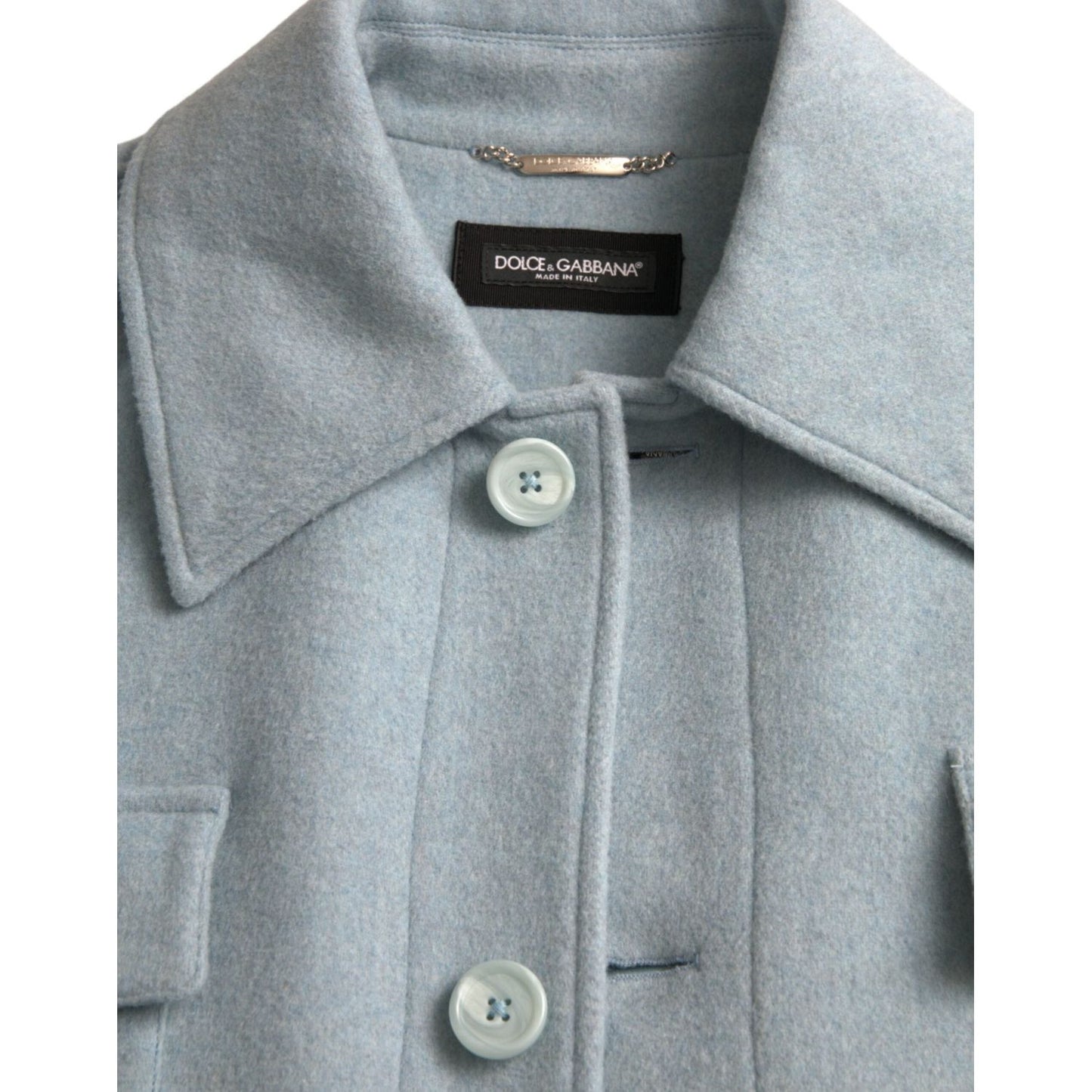 Dolce & Gabbana Light Blue Wool Button Trench Coat Jacket JKT3848-52