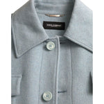 Dolce & Gabbana Light Blue Wool Button Trench Coat Jacket JKT3848-52