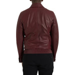 Dolce & Gabbana Maroon Exotic Leather Zip Biker Coat Jacket JKT4054-48
