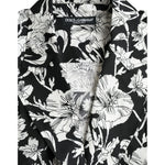 Dolce & Gabbana Black White Floral Button Down Casual Shirt TSH84697-37
