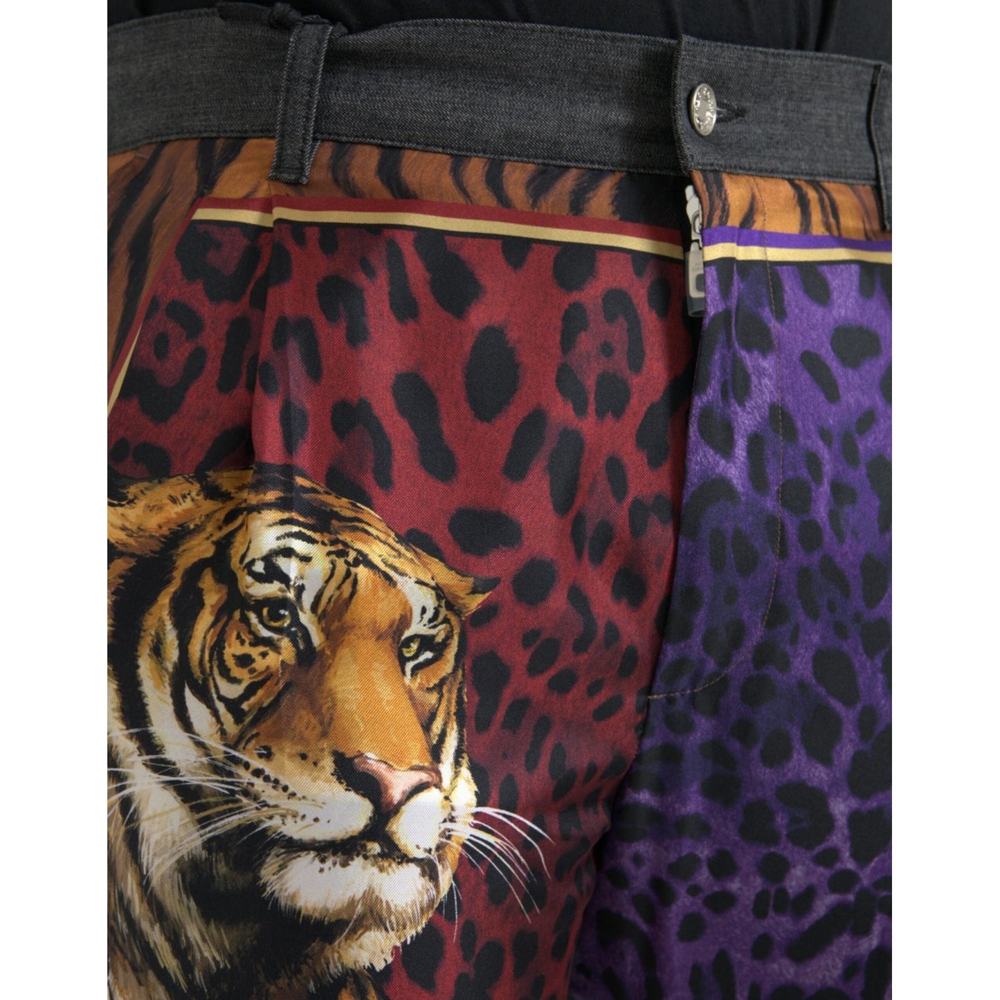 Dolce & Gabbana Multicolor Tiger Leopard Cotton Loose Tapered Pants PAN75285-60