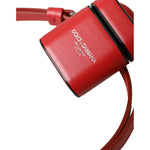 Dolce & Gabbana Red Calfskin Leather Logo Print Strap Men Airpods Case SMY101328