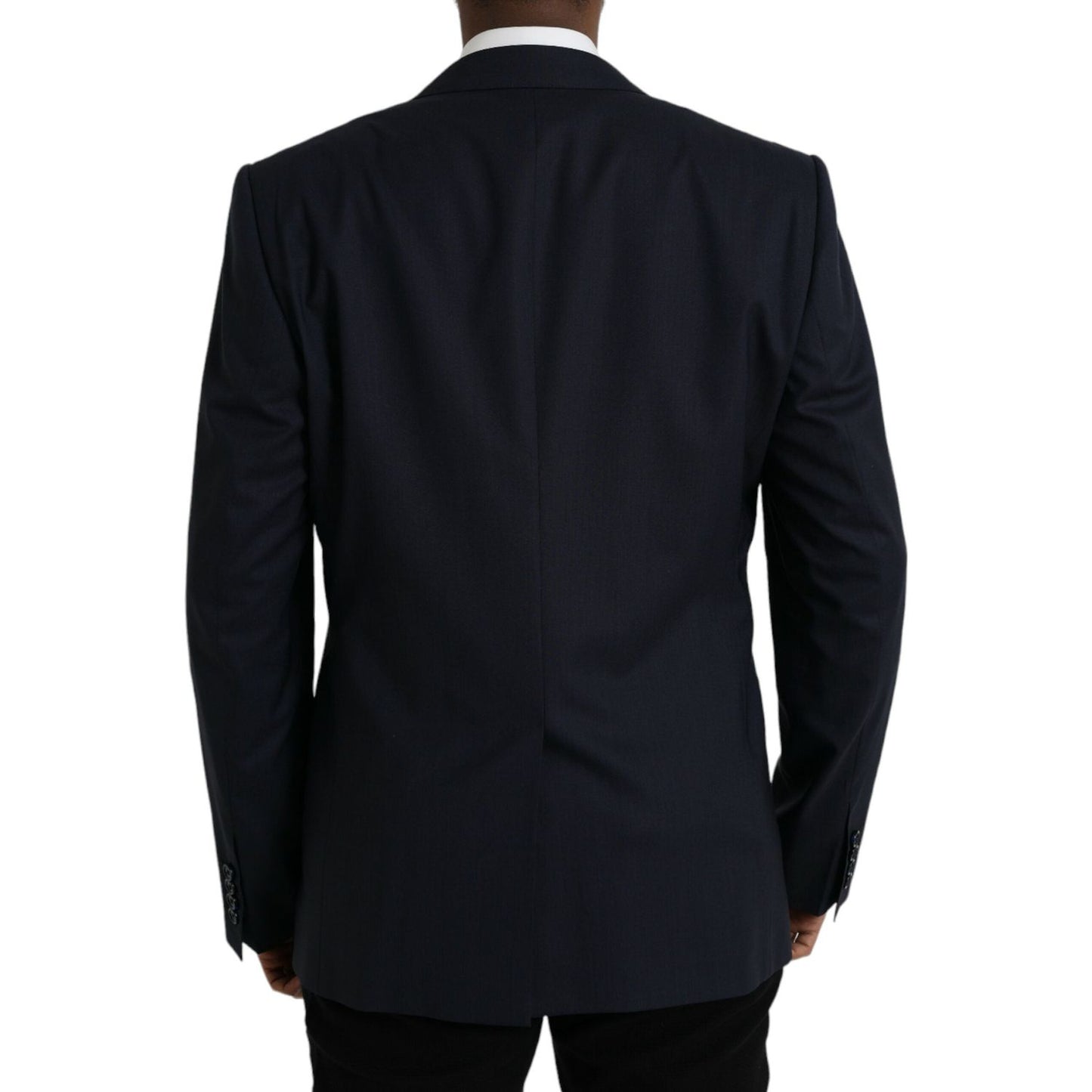 Dolce & Gabbana Dark Blue Wool Single Breasted Coat Blazer JKT4019-54