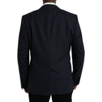 Dolce & Gabbana Dark Blue Wool Single Breasted Coat Blazer JKT4019-54