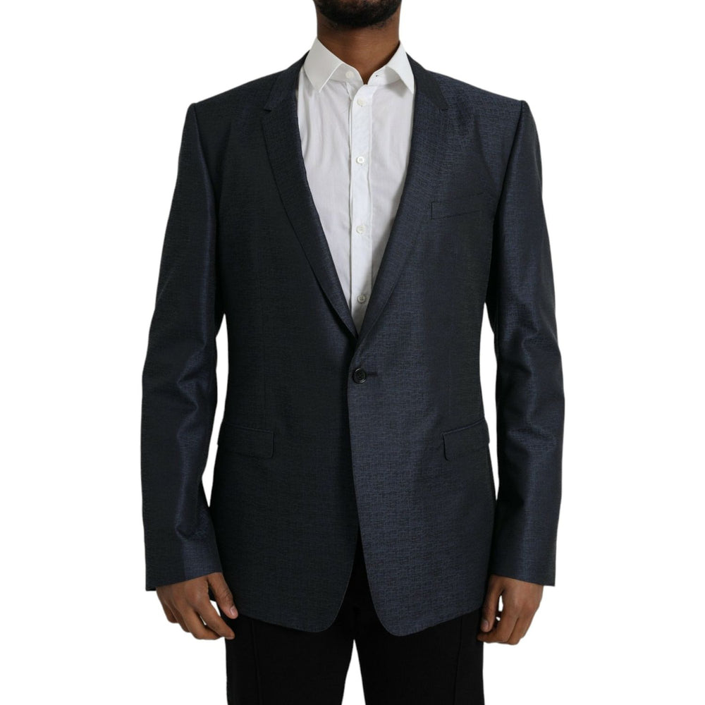 Dolce & Gabbana Blue Wool GOLD Single Breasted Coat Blazer JKT4031-56