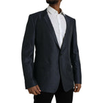 Dolce & Gabbana Blue Wool GOLD Single Breasted Coat Blazer JKT4031-56
