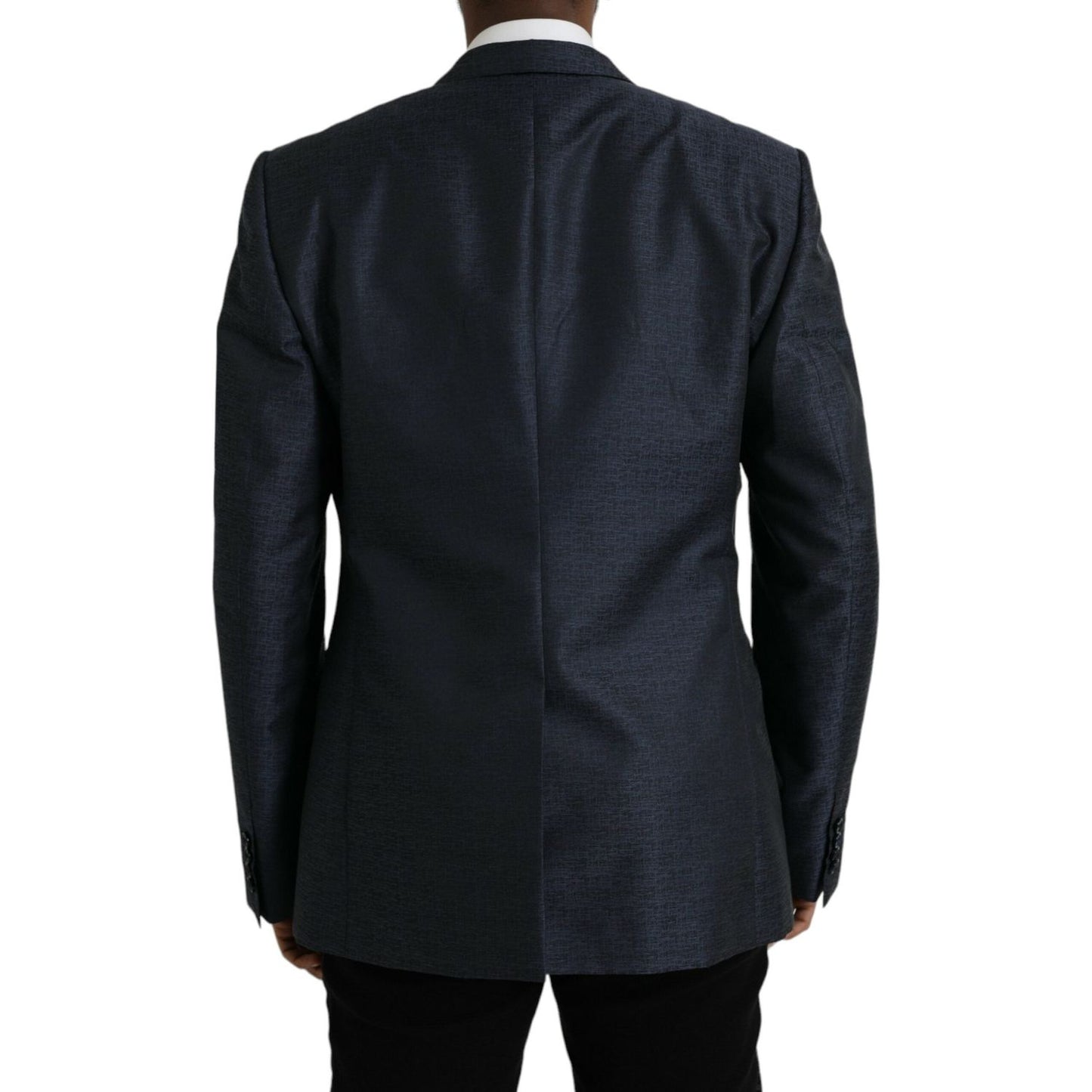 Dolce & Gabbana Blue Wool GOLD Single Breasted Coat Blazer JKT4031-56