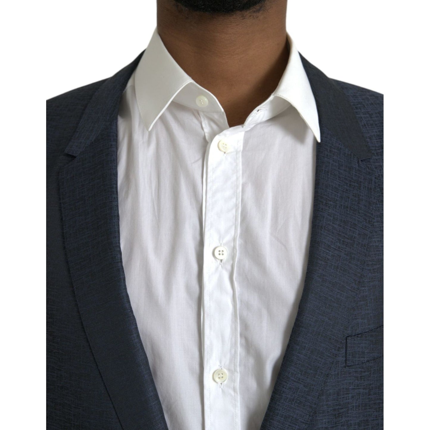 Dolce & Gabbana Blue Wool GOLD Single Breasted Coat Blazer JKT4031-56