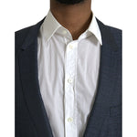 Dolce & Gabbana Blue Wool GOLD Single Breasted Coat Blazer JKT4031-56