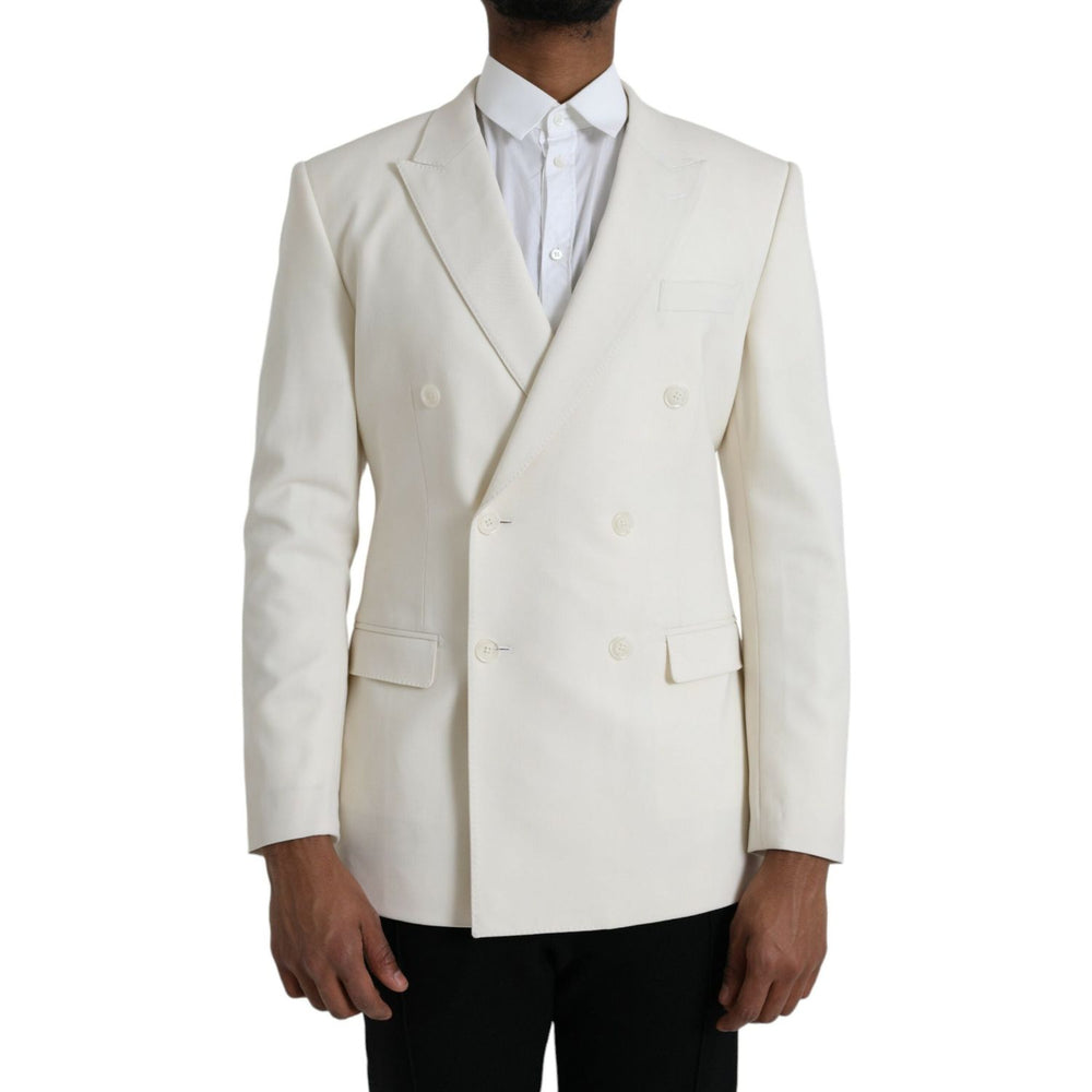 Dolce & Gabbana White Wool MARTINI Double Breasted Blazer JKT4044-50