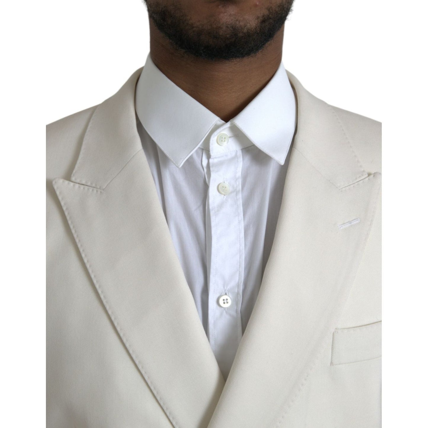 Dolce & Gabbana White Wool MARTINI Double Breasted Blazer JKT4044-50