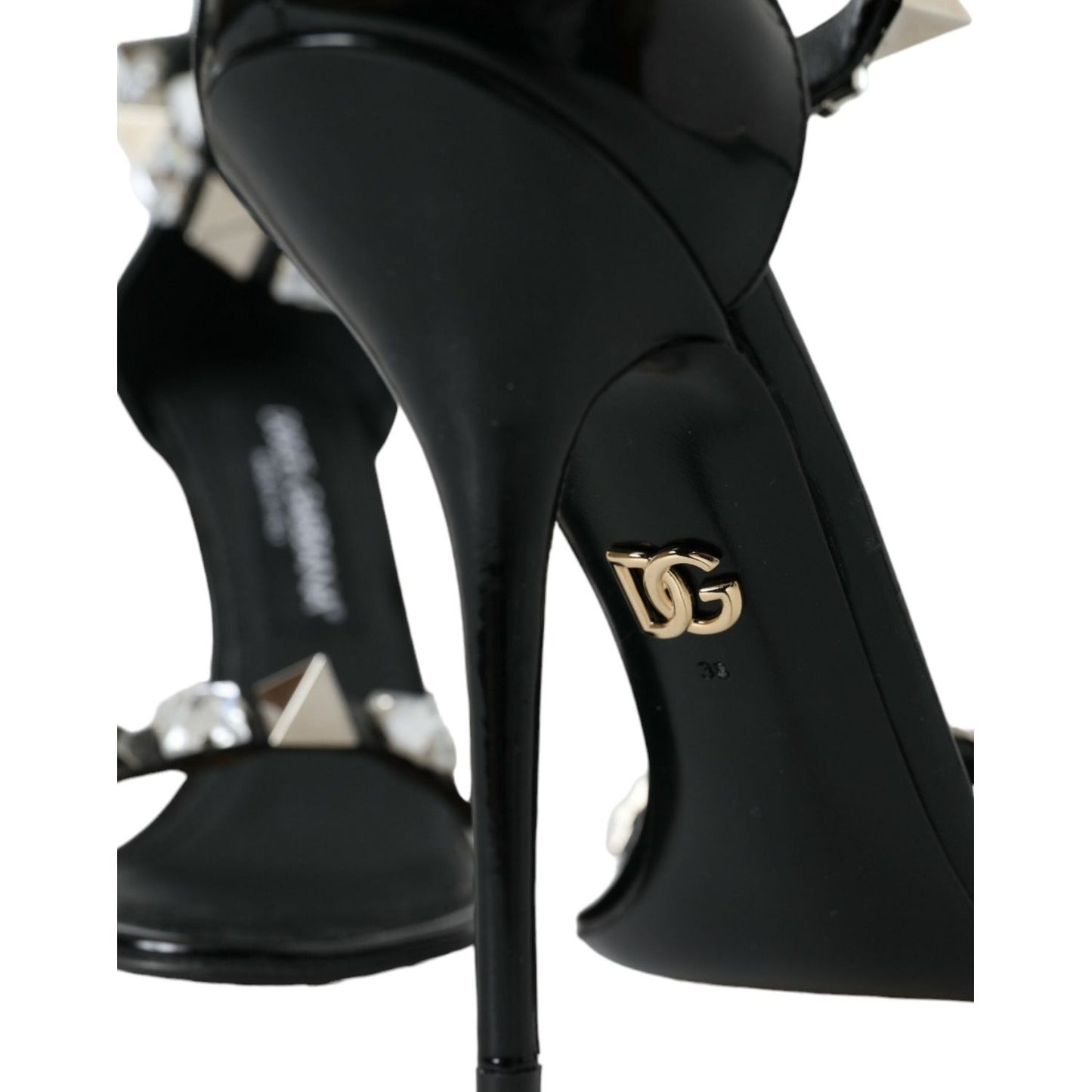 Dolce & Gabbana Black Crystals Sandals Ankle Strap Shoes Dolce & Gabbana Black