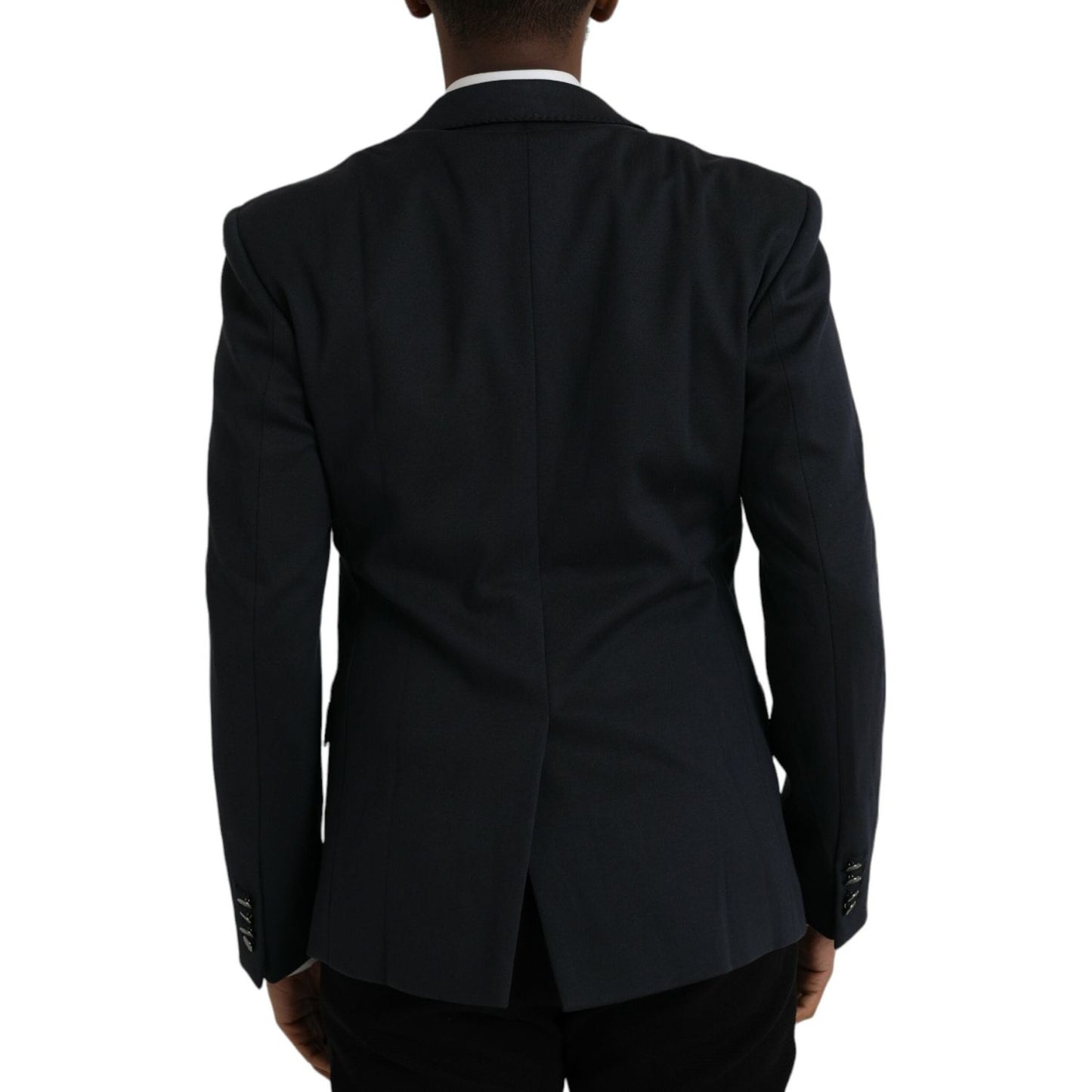 Dolce & Gabbana Dark Blue Cotton Single Breasted Coat Blazer KOS2242-50
