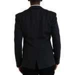 Dolce & Gabbana Dark Blue Cotton Single Breasted Coat Blazer KOS2242-50