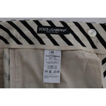 Dolce & Gabbana White Black Striped Hemp Casual Shorts SIG60409-5
