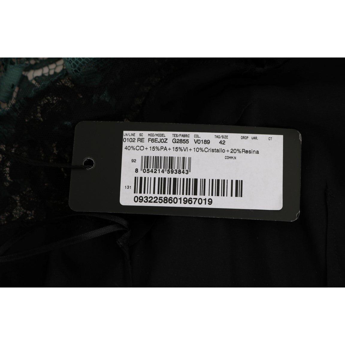 Dolce & Gabbana Green Floral Crystal Ricamo Sheath Dress