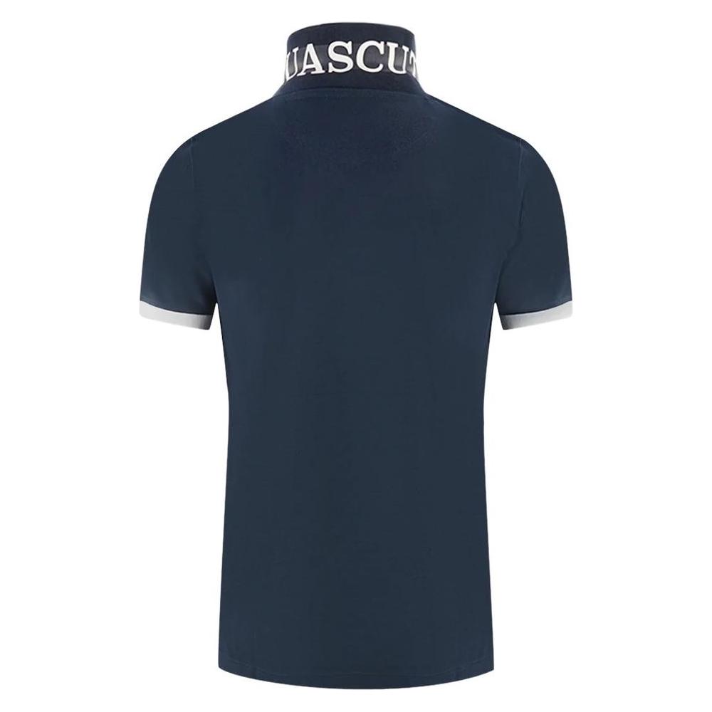 Aquascutum Elegant Cotton Polo with Contrast Logo Emblem Aquascutum Dark Slate Gray