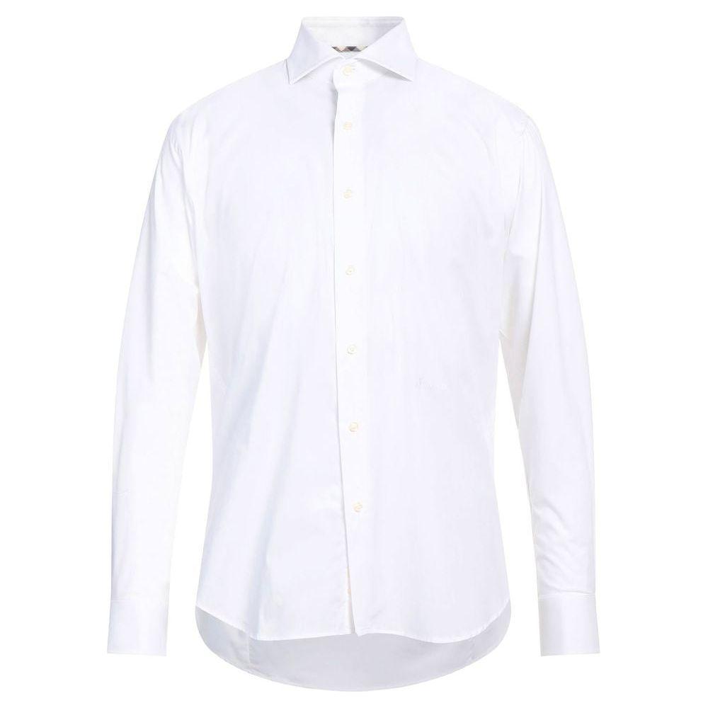 Aquascutum Sophisticated White Cotton Shirt with Embroidered Logo Aquascutum White Smoke