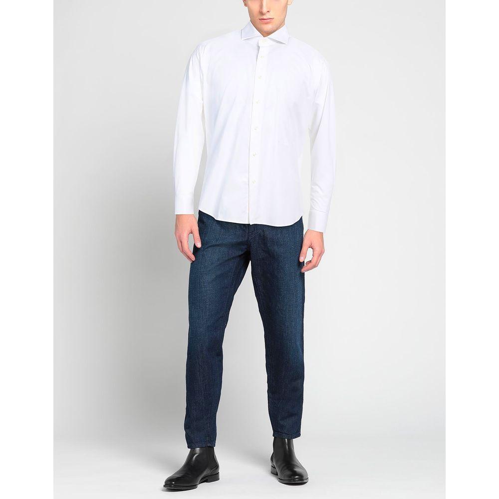 Aquascutum Sophisticated White Cotton Shirt with Embroidered Logo Aquascutum Lavender