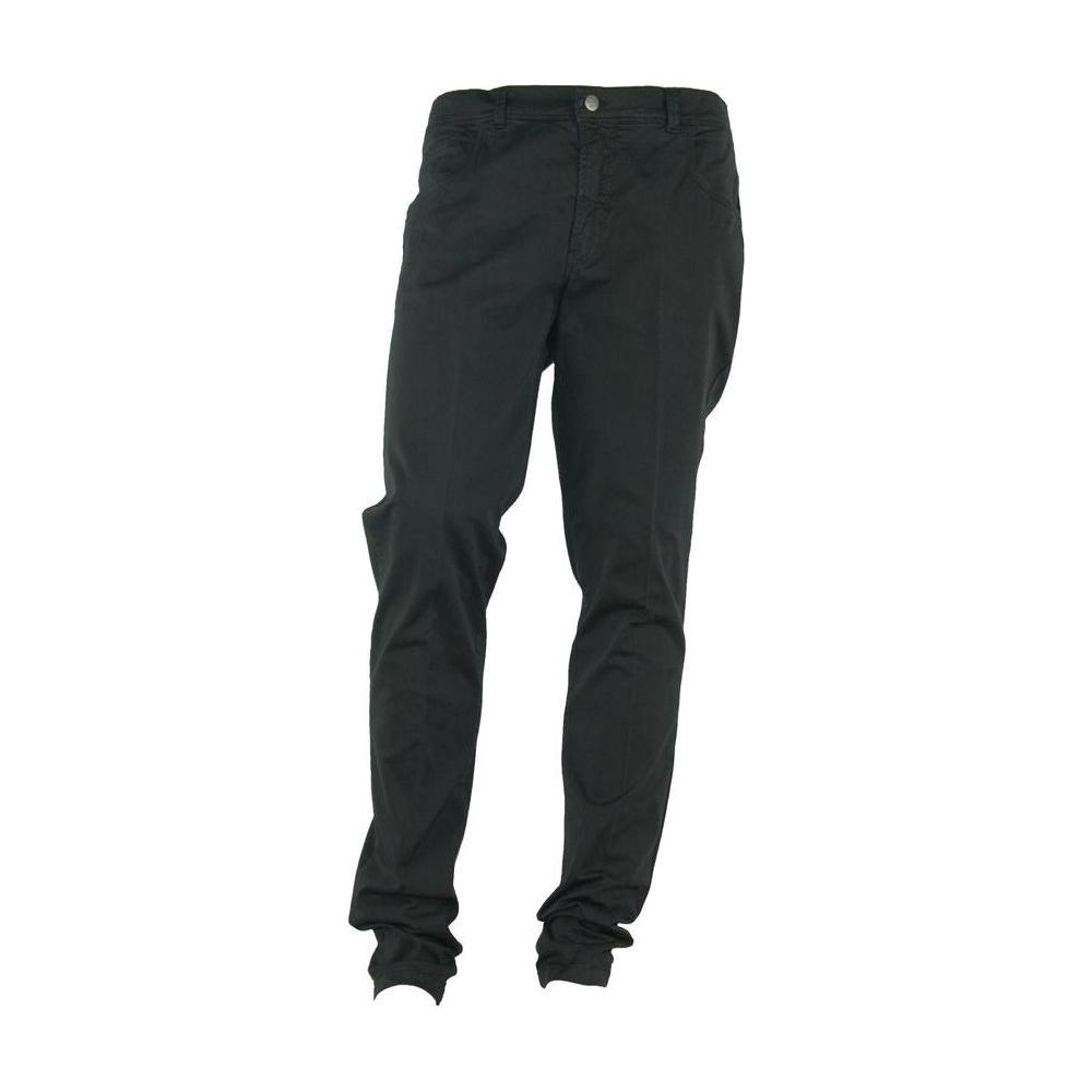 Made in Italy Elegant Summer Black Cotton Trousers MI-3371-IT46 | S