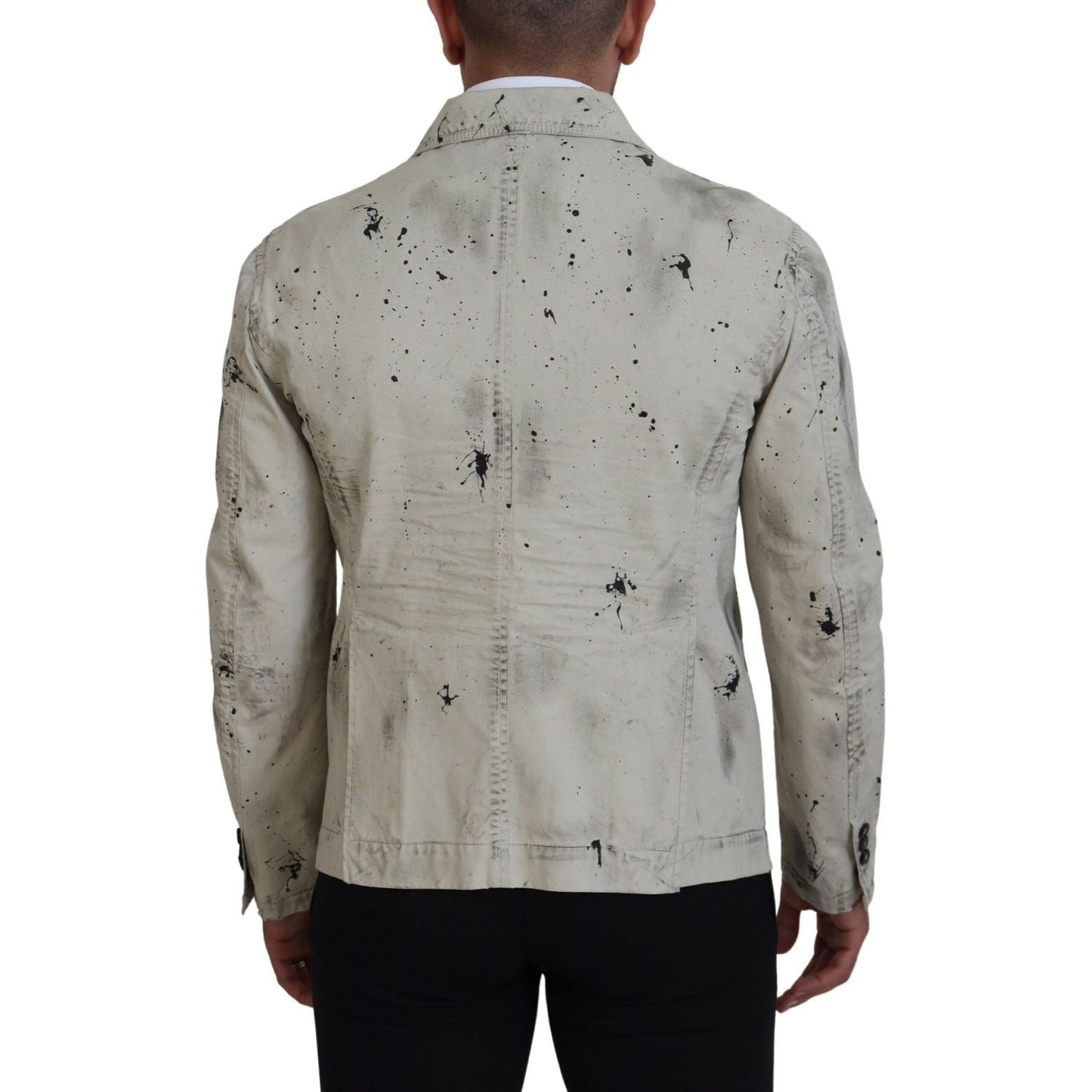 Dsquared² Off White Black Splash Print Casual Denim Jacket Dsquared² Dark Gray