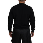 Dsquared² Black Cotton Printed Long Sleeves Pullover Sweater Dsquared² Black