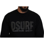 Dsquared² Black Cotton Printed Long Sleeves Pullover Sweater Dsquared² Black