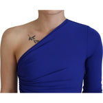 Dsquared² Blue Viscose One Shoulder Bodycon Ruched Mini Dress DR28910-38