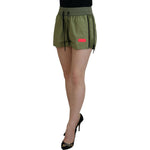 Dsquared² Green Cotton Mid Waist Drawstring Tapered Shorts PAN74533-38