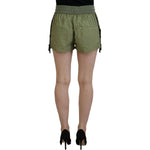 Dsquared² Green Cotton Mid Waist Drawstring Tapered Shorts PAN74533-38