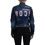 Dsquared² Blue Icon Printed Distressed Denim Jacket JKT3513-38