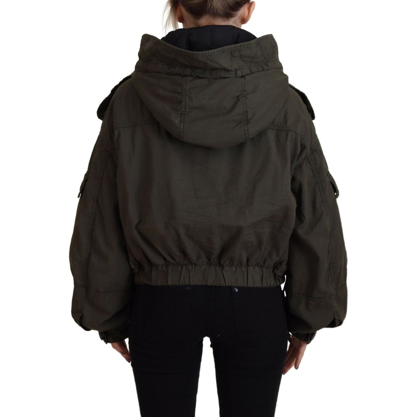Dsquared² Green Cotton Hooded Cargo Button Jacket JKT3521-38