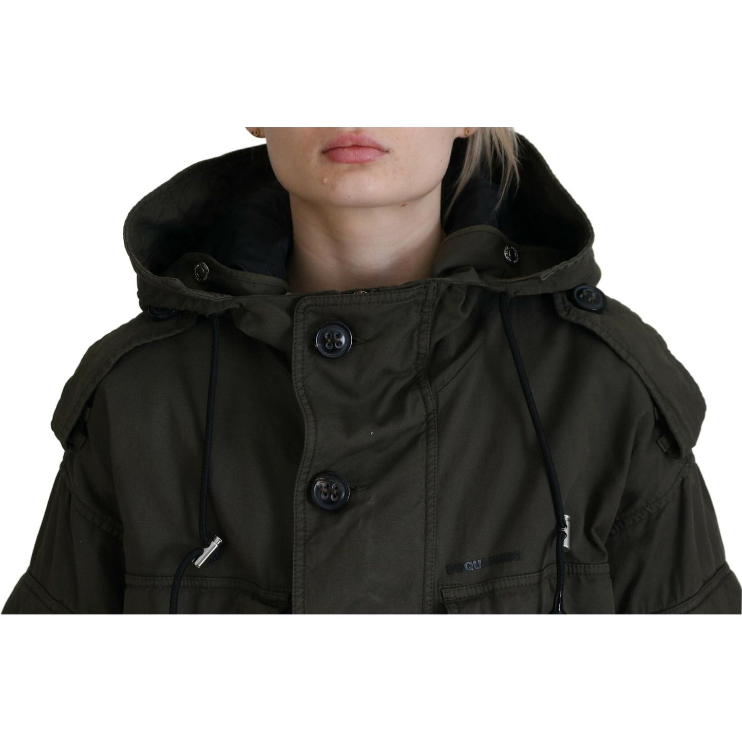Dsquared² Green Cotton Hooded Cargo Button Jacket JKT3521-38