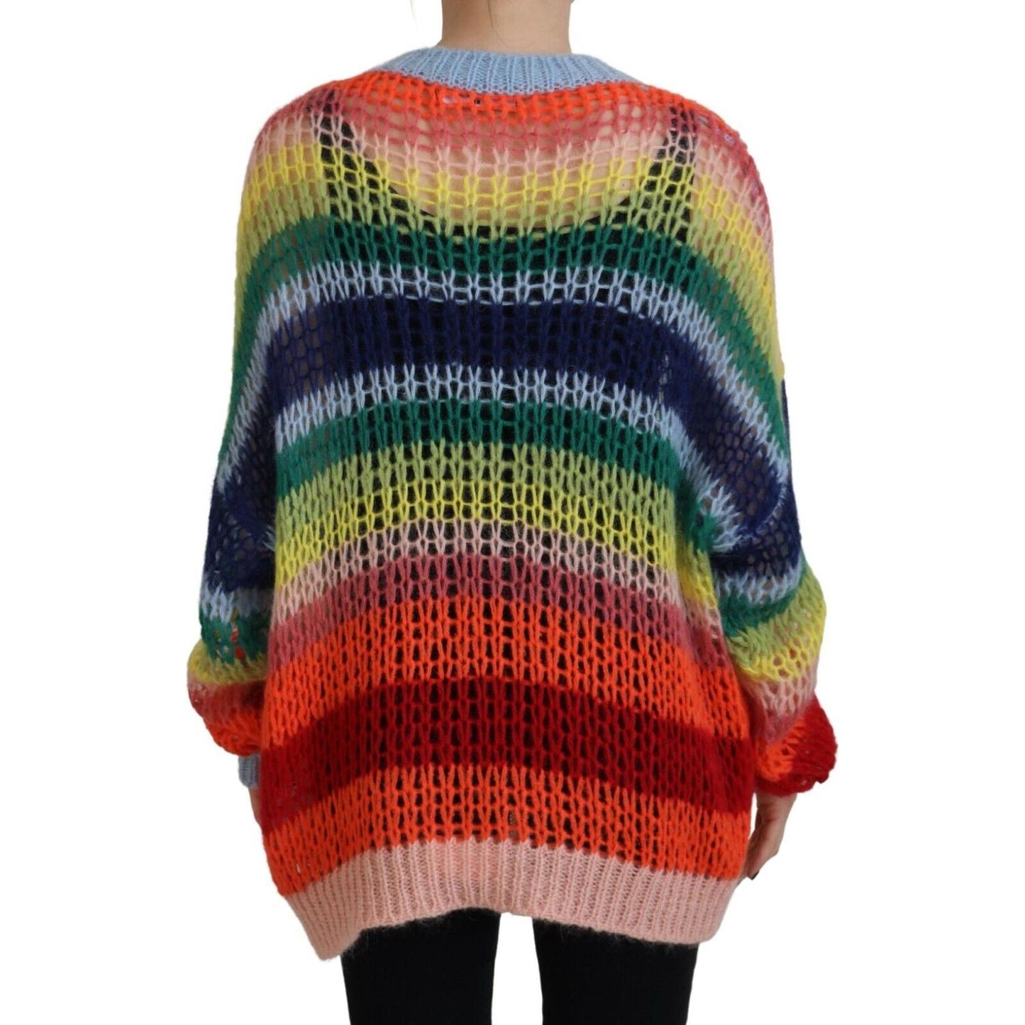 Dsquared² Multicolor Knitted Mohair Crewneck Pullover Sweater Dsquared² Dark Slate Gray