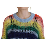 Dsquared² Multicolor Knitted Mohair Crewneck Pullover Sweater TSH83469-38