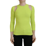 Dsquared² Yellow Green Viscose Open Shoulder Long Sleeves Top TSH83376-38