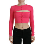 Dsquared² Pink Viscose Knit Open Chest Long Sleeves Top TSH83422-38