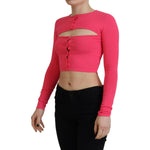 Dsquared² Pink Viscose Knit Open Chest Long Sleeves Top TSH83422-38
