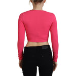 Dsquared² Pink Viscose Knit Open Chest Long Sleeves Top TSH83422-38