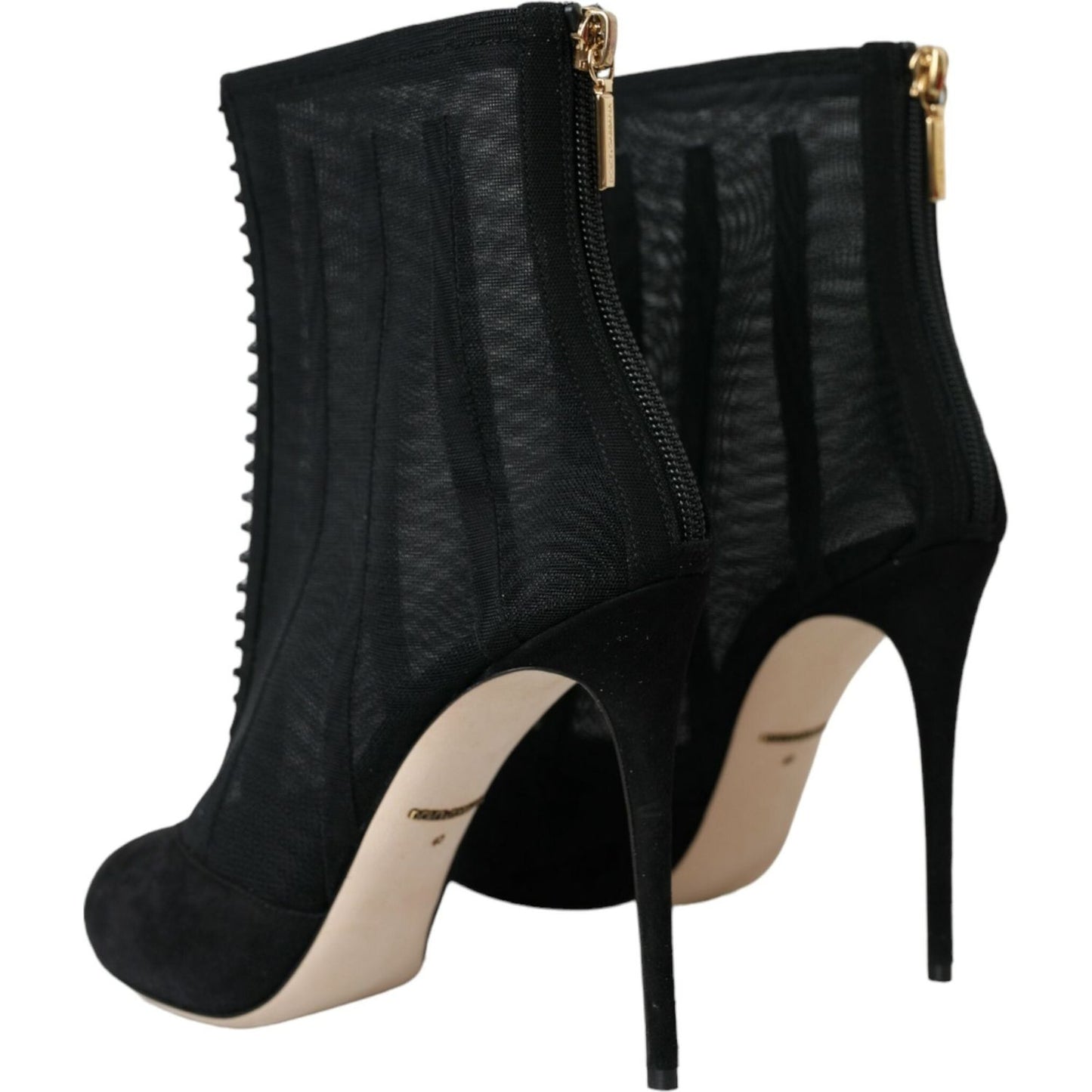 Dolce & Gabbana Black Mesh Stiletto Heels Ankle Boots Shoes Dolce & Gabbana Black
