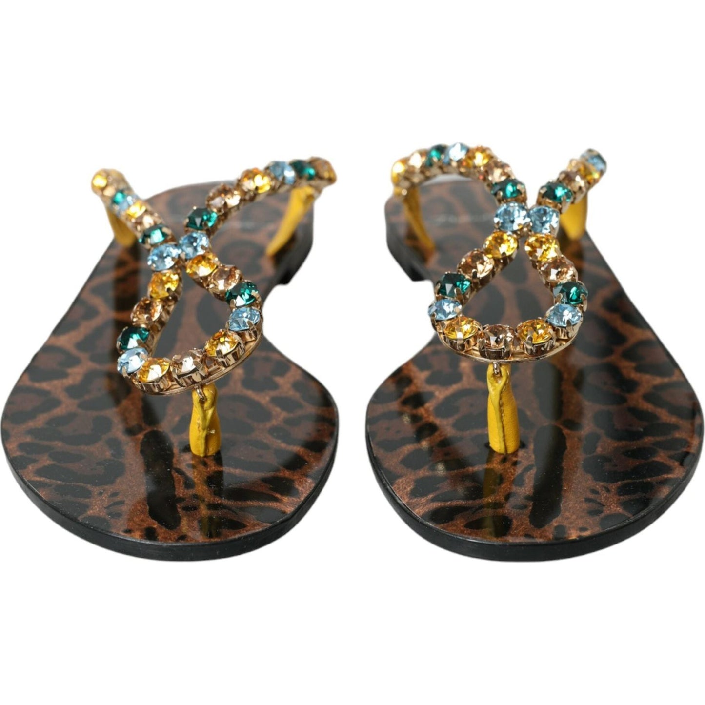 Dolce & Gabbana Mustard Crystal Calf Leather Beachwear Shoes Dolce & Gabbana Dark Slate Gray
