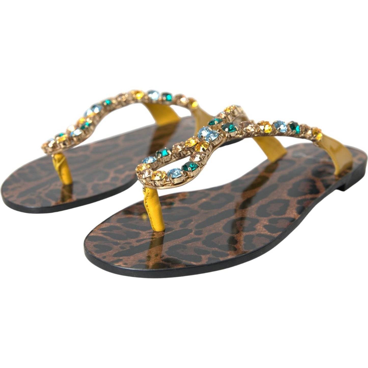 Dolce & Gabbana Mustard Crystal Calf Leather Beachwear Shoes Dolce & Gabbana Dim Gray
