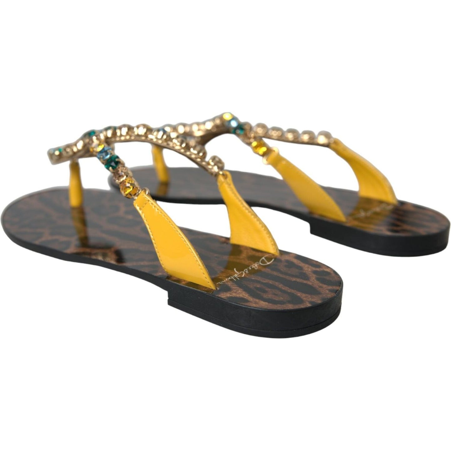 Dolce & Gabbana Mustard Crystal Calf Leather Beachwear Shoes Dolce & Gabbana Dim Gray