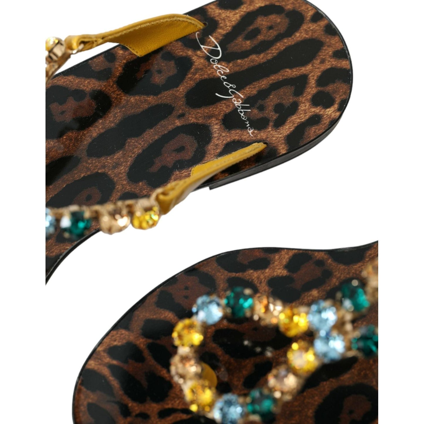 Dolce & Gabbana Mustard Crystal Calf Leather Beachwear Shoes Dolce & Gabbana Dark Slate Gray