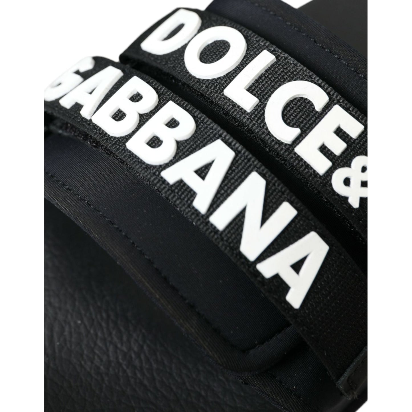 Dolce & Gabbana Black Neoprene Slides Flats Beachwear Shoes Dolce & Gabbana Black