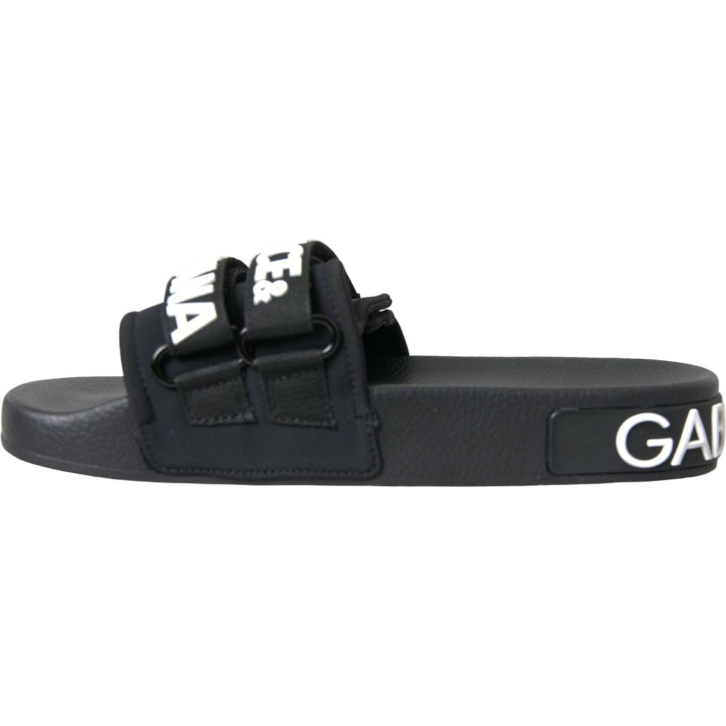 Dolce & Gabbana Black Neoprene Slides Flats Beachwear Shoes Dolce & Gabbana Dark Slate Gray