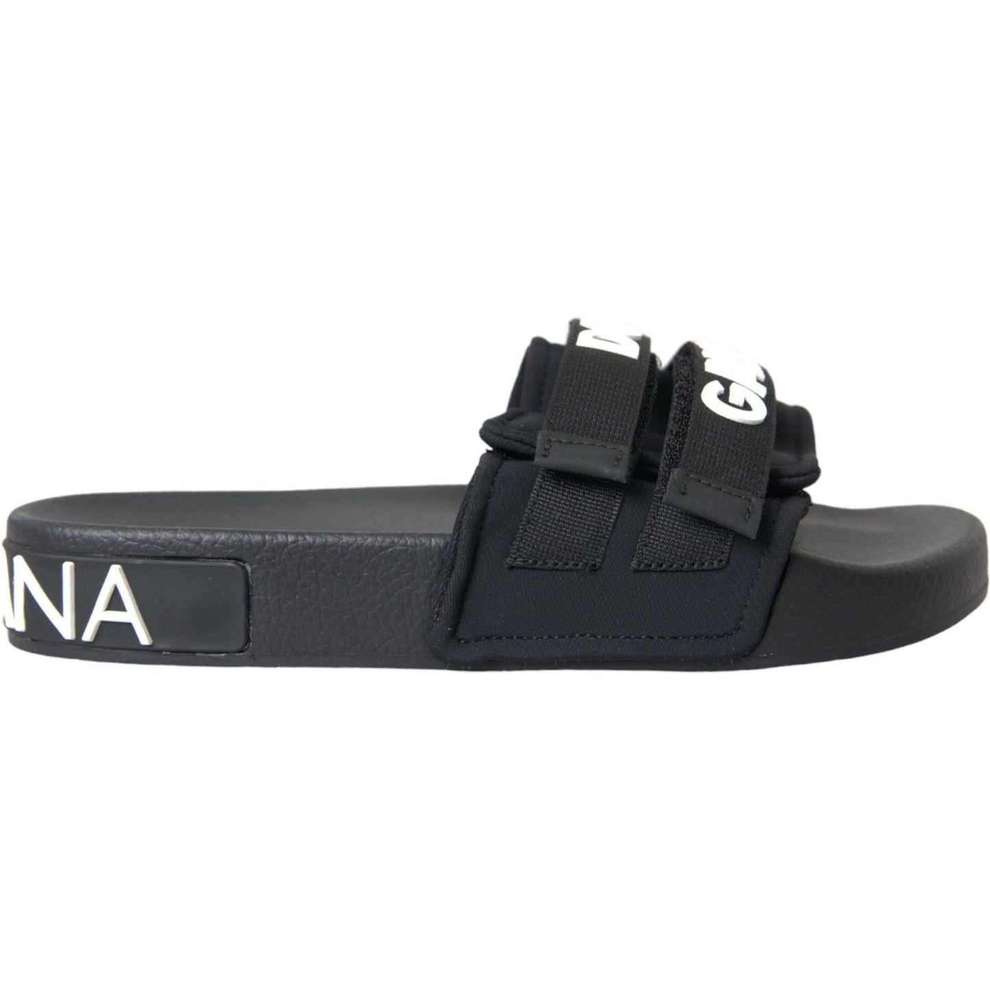 Dolce & Gabbana Black Neoprene Slides Flats Beachwear Shoes Dolce & Gabbana Dark Slate Gray