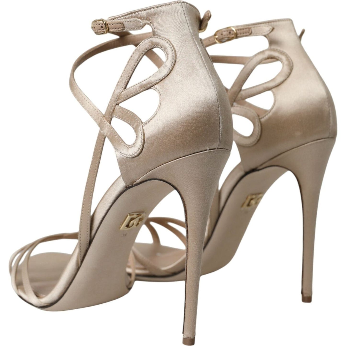 Dolce & Gabbana Beige Leather Strappy Heels Sandals Shoes Dolce & Gabbana Rosy Brown